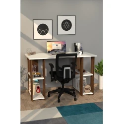 Компьютерный стол Art Mebel House 117, белый/коричневый, 75x120x50 см