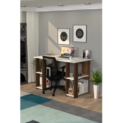 Компьютерный стол Art Mebel House 117, белый/коричневый, 75x120x50 см