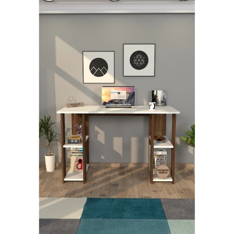 Компьютерный стол Art Mebel House 117, белый/коричневый, 75x120x50 см Компьютерный стол Art Mebel House 117, белый/коричневый, 75x120x50 см