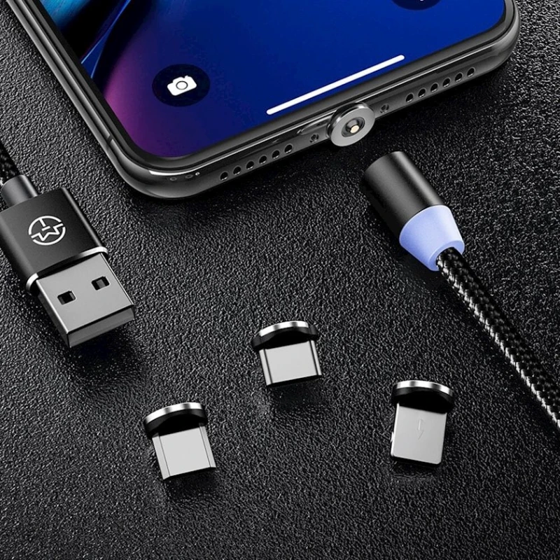 USB kabel Maimi X30 Magnetic 3 in 1 Micro USB + Lightning + Type-C Black