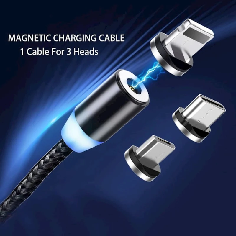 USB kabel Maimi X30 Magnetic 3 in 1 Micro USB + Lightning + Type-C Black