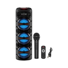 SING-E ZQS8302 3x8 Portativ Karaoke Səsgücləndirici RGB LED İşıq Simsiz Mikrofon Bluetooth 5.0 Təkərlə Daşına Bilən