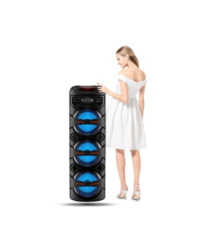 SING-E ZQS8302 3x8 Portativ Karaoke Səsgücləndirici RGB LED İşıq Simsiz Mikrofon Bluetooth 5.0 Təkərlə Daşına Bilən