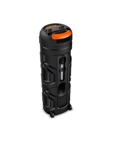 SING-E ZQS8302 3x8 Portativ Karaoke Səsgücləndirici RGB LED İşıq Simsiz Mikrofon Bluetooth 5.0 Təkərlə Daşına Bilən