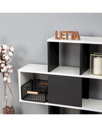 Stellaj, LDSP, 107х110х22 sm, rəflərlə, ağ/boz