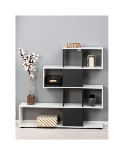 Stellaj, LDSP, 107х110х22 sm, rəflərlə, ağ/boz
