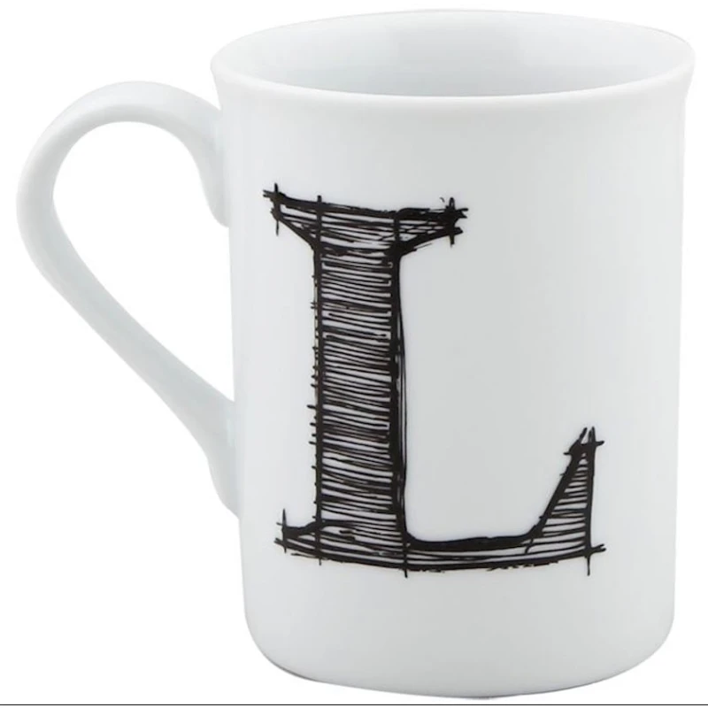 Кружка Porland Letter (L), фарфор, белая, 285 мл Кружка Porland Letter (L), фарфор, белая, 285 мл
