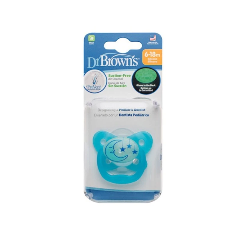 Пустышка для сна Dr.Brown's PreVent Glow in the Dark, 6-18 месяцев. Пустышка для сна Dr.Brown's PreVent Glow in the Dark, 6-18 месяцев.