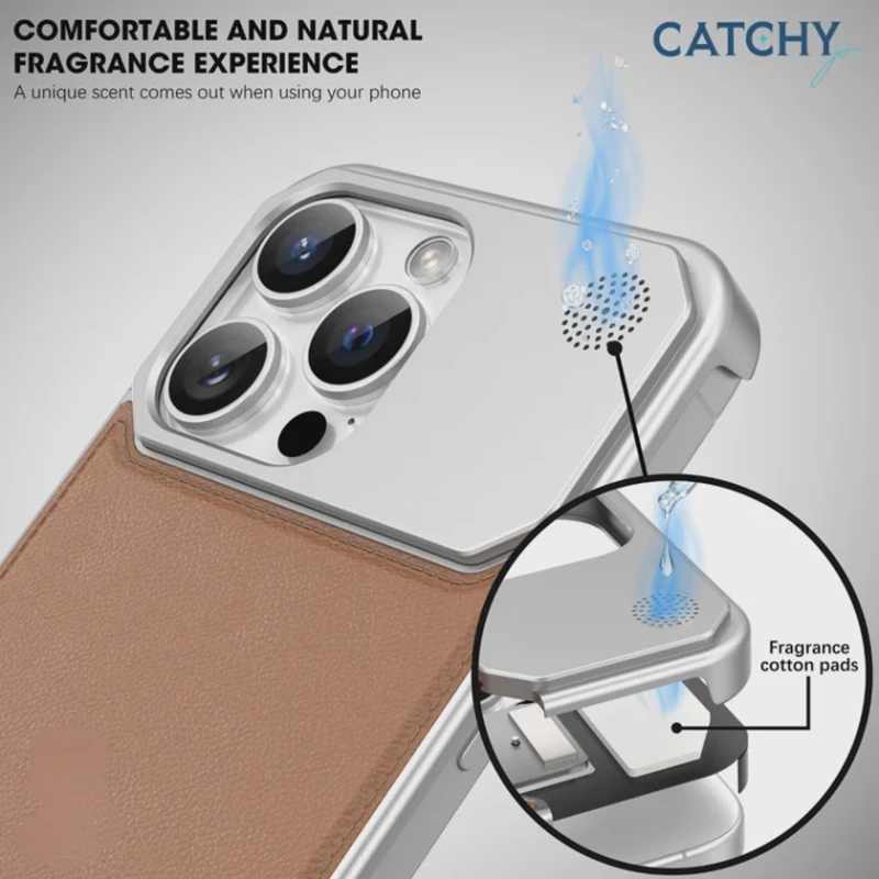 Çexol NJONY Perfume Leather MagSafe Apple iPhone 16 Pro Max üçün, Grey
