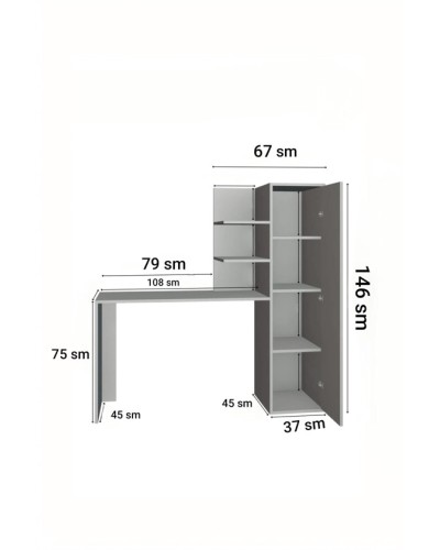 Kompüter masası Ev Plus 12116095, LDSP, 146x45x146 sm