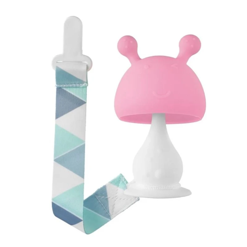 Прорезыватель Roxy Kids Mushroom с держателем, силикон, розовый Прорезыватель Roxy Kids Mushroom с держателем, силикон, розовый
