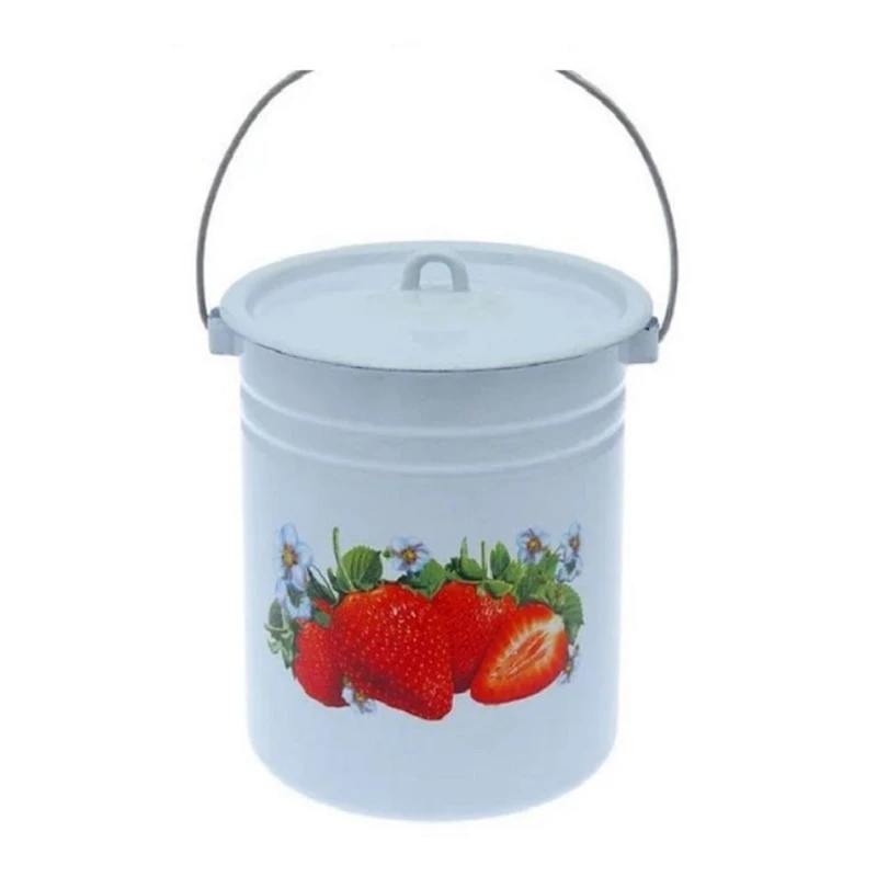 Ведро цельнотянутое с крышкой СтальЭмаль Клубника садовая С1224.ц*59, 12л Ведро цельнотянутое с крышкой СтальЭмаль Клубника садовая С1224.ц*59, 12л