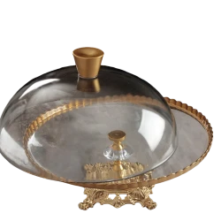 Стойка для торта TQŞ-001, 33 см, золотистая/прозрачная Стойка для торта TQŞ-001, 33 см, золотистая/прозрачная