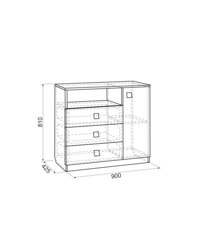 Komod 3563_M3KomForcWhzol, 90х42.5х81 sm