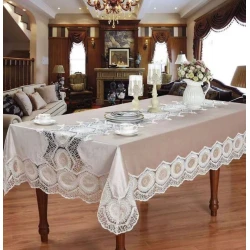 Скатерть Sahara SHA-00002883, прямоугольная, велюр, бежевая, 180x315 см