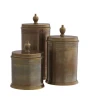 Набор декоративных банок Eichholtz Gaston, 3 шт, 12.5x16/18/23 см, металл/латунь, золотистый