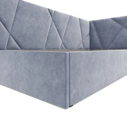 Односпальная кровать Art_tek_yataq 49, ламинат/текстиль, серая, 200x85x90 см