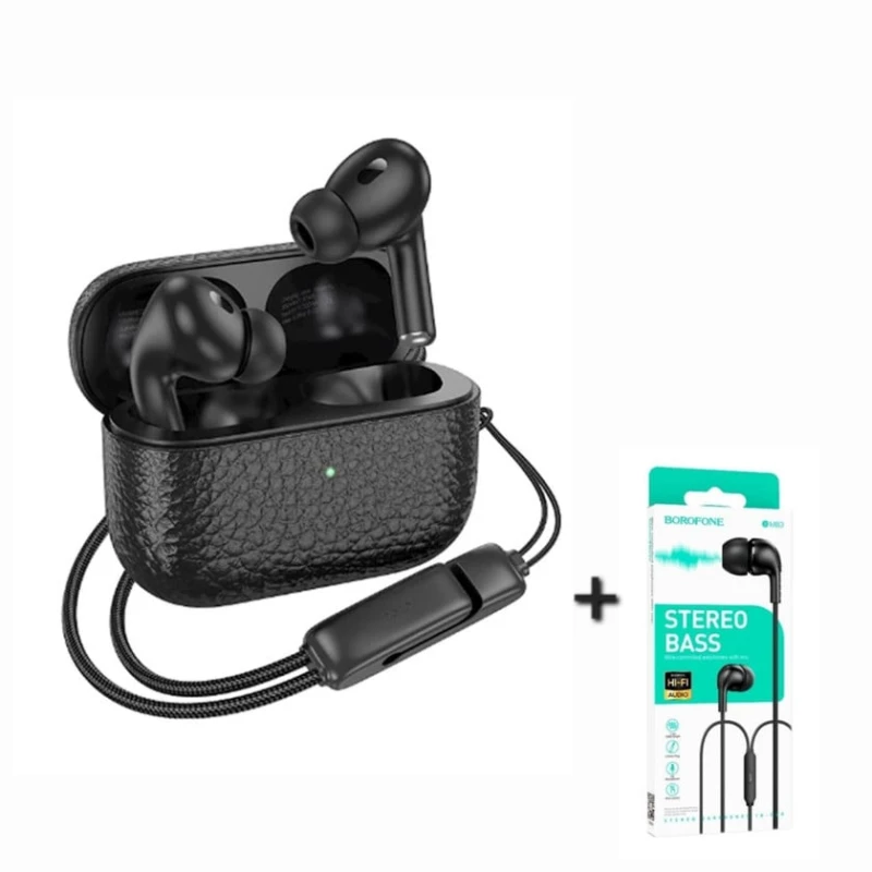 Беспроводные наушники Hoco EQ9 Black + подарок проводные наушники Borofone BM83 Black