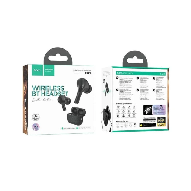 Беспроводные наушники Hoco EQ9 Black + подарок проводные наушники Borofone BM83 Black