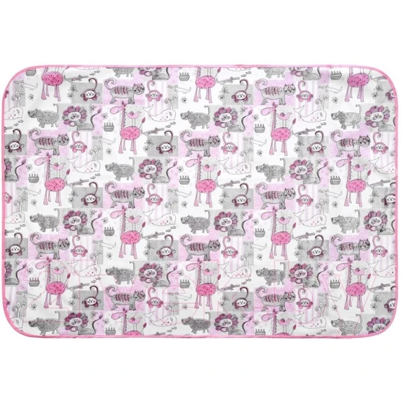 Детский наматрасник Roxy Kids Zoo R-0076, белый/розовый, 100x70 см Детский наматрасник Roxy Kids Zoo R-0076, белый/розовый, 100x70 см