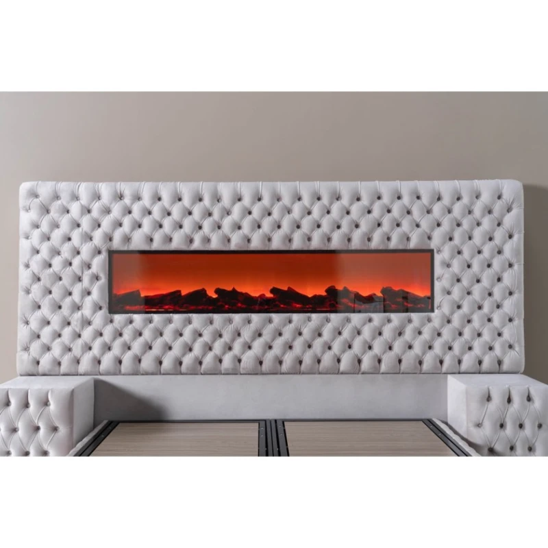 Полутороспальная кровать Art_ikili_yataq 57, ламинат, бежевая, 200x160x120 см