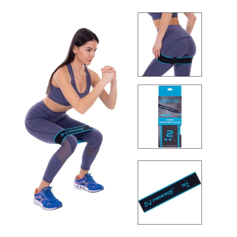 Fitnes-rezin Proesce Loop Bands FI-0896-2, orta sərtlik, qara/mavi