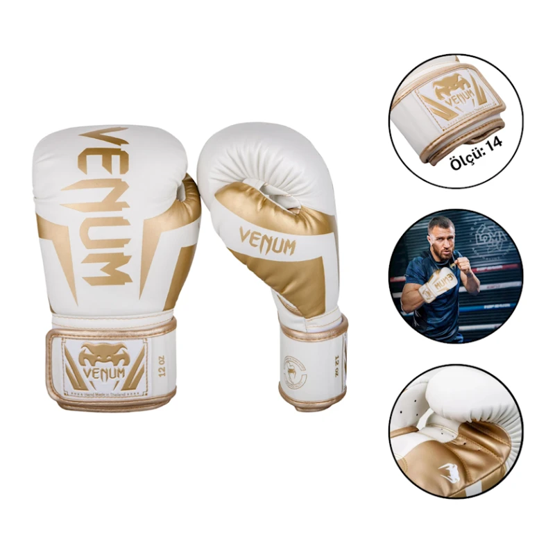 Boks əlcəyi Venum 4002, ağ/qızılı, ölçü 14 Boks əlcəyi Venum 4002, ağ/qızılı, ölçü 14