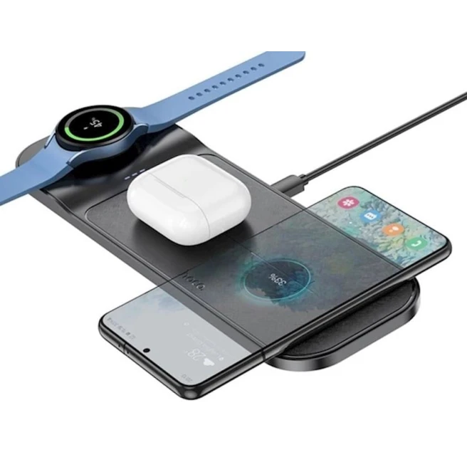 Беспроводное зарядное устройство Hoco CQ6 3 in 1, Black Беспроводное зарядное устройство Hoco CQ6 3 in 1, Black