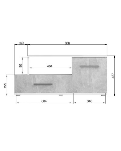 TV üçün tumba, 100x40.3x43.7 sm, LDSP, Boz/Ağ