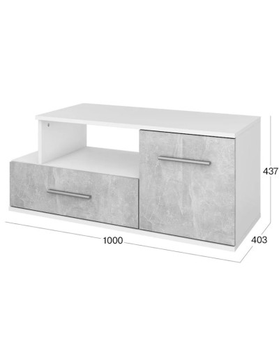 TV üçün tumba, 100x40.3x43.7 sm, LDSP, Boz/Ağ