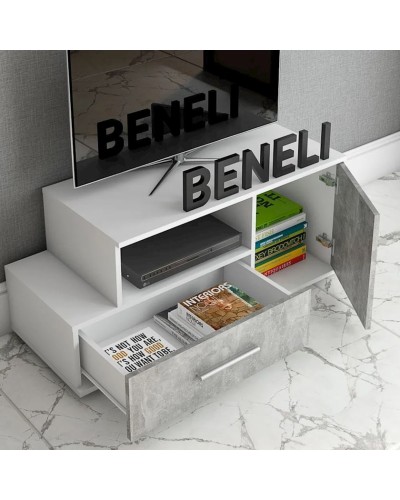 TV üçün tumba, 100x40.3x43.7 sm, LDSP, Boz/Ağ