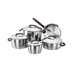 Набор посуды Korkmaz Esta A1050, нержавеющая сталь, с крышкой, 9 предметов, серебристый (Esta A1050)