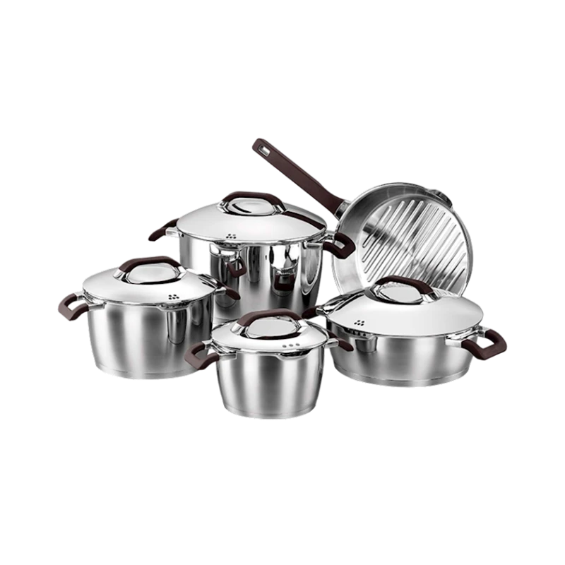 Набор посуды Korkmaz Esta A1050, нержавеющая сталь, с крышкой, 9 предметов, серебристый (Esta A1050)