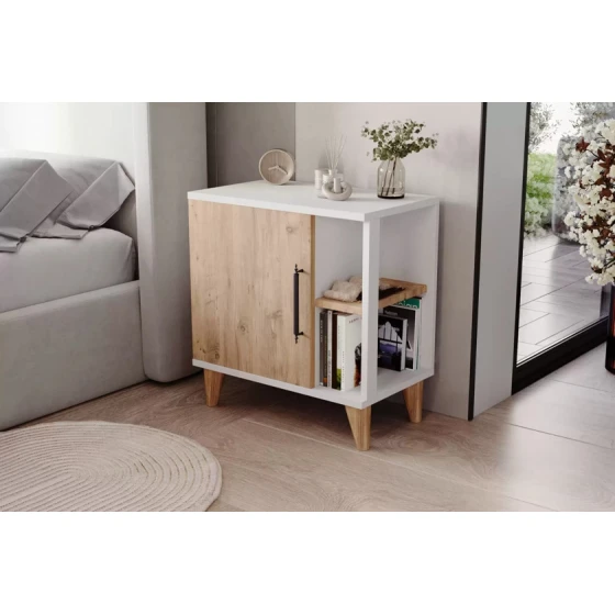 Тумба Art Mebel Art_tumba_44, ламинат, белая/вотан, 60x60x30 см Тумба Art Mebel Art_tumba_44, ламинат, белая/вотан, 60x60x30 см