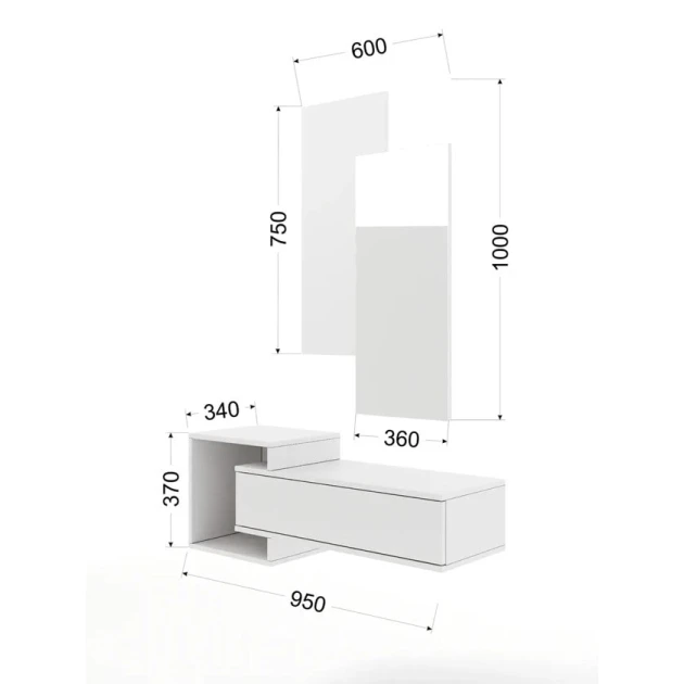 Консоль Art Mebel 38, ламинат, 120x95x35 см, белый