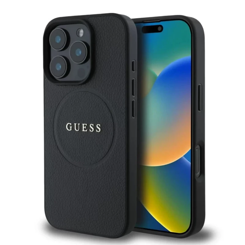Чехол Guess 4G Grained MagSafe для Apple iPhone 16 Pro Black - 3666339303525