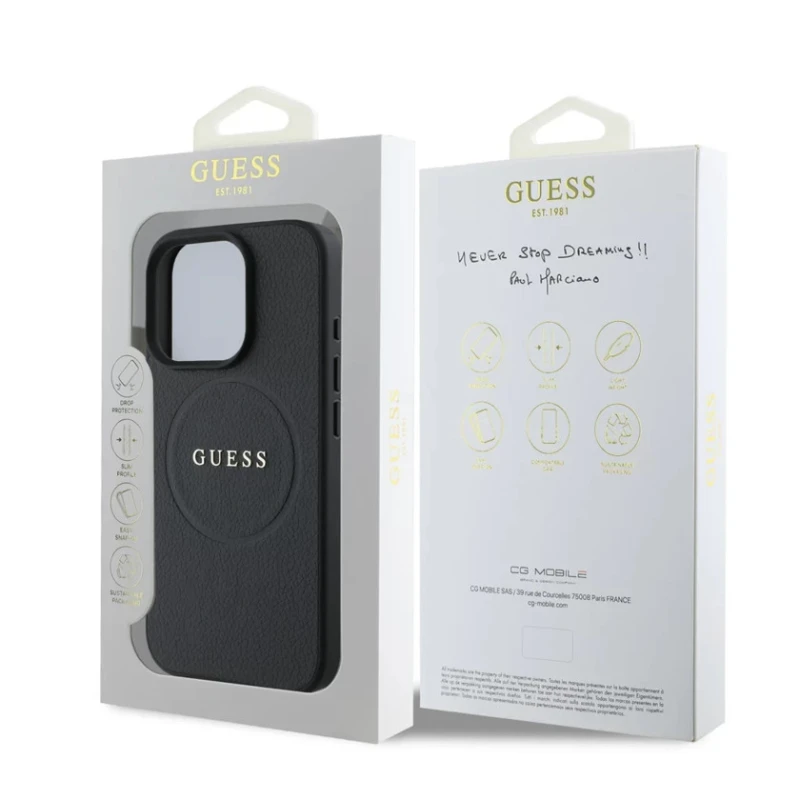 Чехол Guess 4G Grained MagSafe для Apple iPhone 16 Pro Black - 3666339303525
