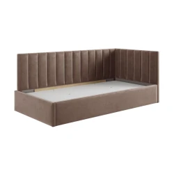 Односпальная кровать Art_tek_yataq(100) 58, ламинат/текстиль, коричневая, 200x85x100 см