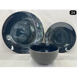 Набор столовой посуды 911miv, керамика, серый/синий, 4 персон, 12 предметов