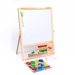 Rəsm çəkmə üçün lövhə, uşaqlar üçün, taxta, ikitərəfli/maqnitli, bej