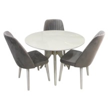 Masa və stul dəsti Stil Mebel SRY-400 3 stul, ağ/boz