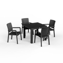 Bağ üçün mebel dəsti Florya Garden, masa ölçüsü 90x90 sm, stul ölçüsü 45x58x56x84 sm, antrasit - Florya Garden 046