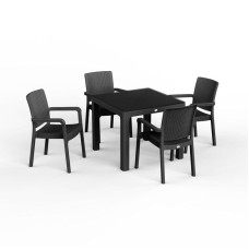 Bağ üçün mebel dəsti Florya Garden, masa ölçüsü 90x90 sm, stul ölçüsü 45x58x56x84 sm, antrasit - Florya Garden 046
