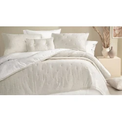 Набор покрывал с наволочками Yataş Loras, покрывало 240х250 см, наволочки 50x70 см 2 шт, двуспальный, хлопок/лен, белый