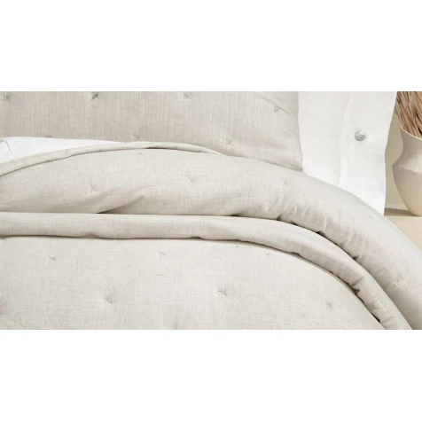 Набор покрывал с наволочками Yataş Loras, покрывало 240х250 см, наволочки 50x70 см 2 шт, двуспальный, хлопок/лен, белый