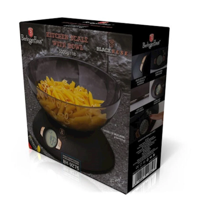 Кухонные весы с чашей Berlinger Haus Black Rose BH-9276, черные Кухонные весы с чашей Berlinger Haus Black Rose BH-9276, черные