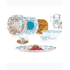 Süfrə qab-qacaq dəsti Luminarc Carine Alvis Blue, 46 parça, 6 nəfərlik, bərkidilmiş şüşə