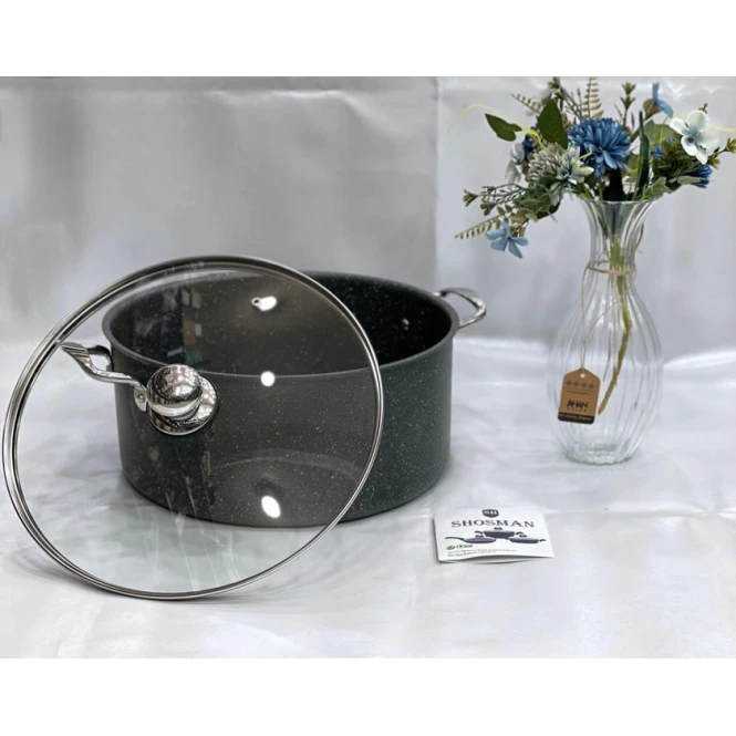 Кастрюля Shosman SHA-00004540, гранит, серая, 32 см
