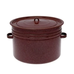 Кастрюля СтальЭмаль, 32 л, эмалированная сталь, с крышкой, коричневый