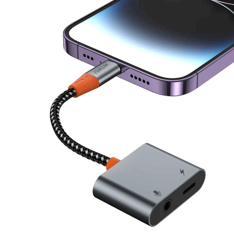 Переходник Wiwu LT08 Speech Support Lightning to 3.5mm Aux Translation Audio Adapter Grey Переходник Wiwu LT08 Speech Support Lightning to 3.5mm Aux Translation Audio Adapter Grey